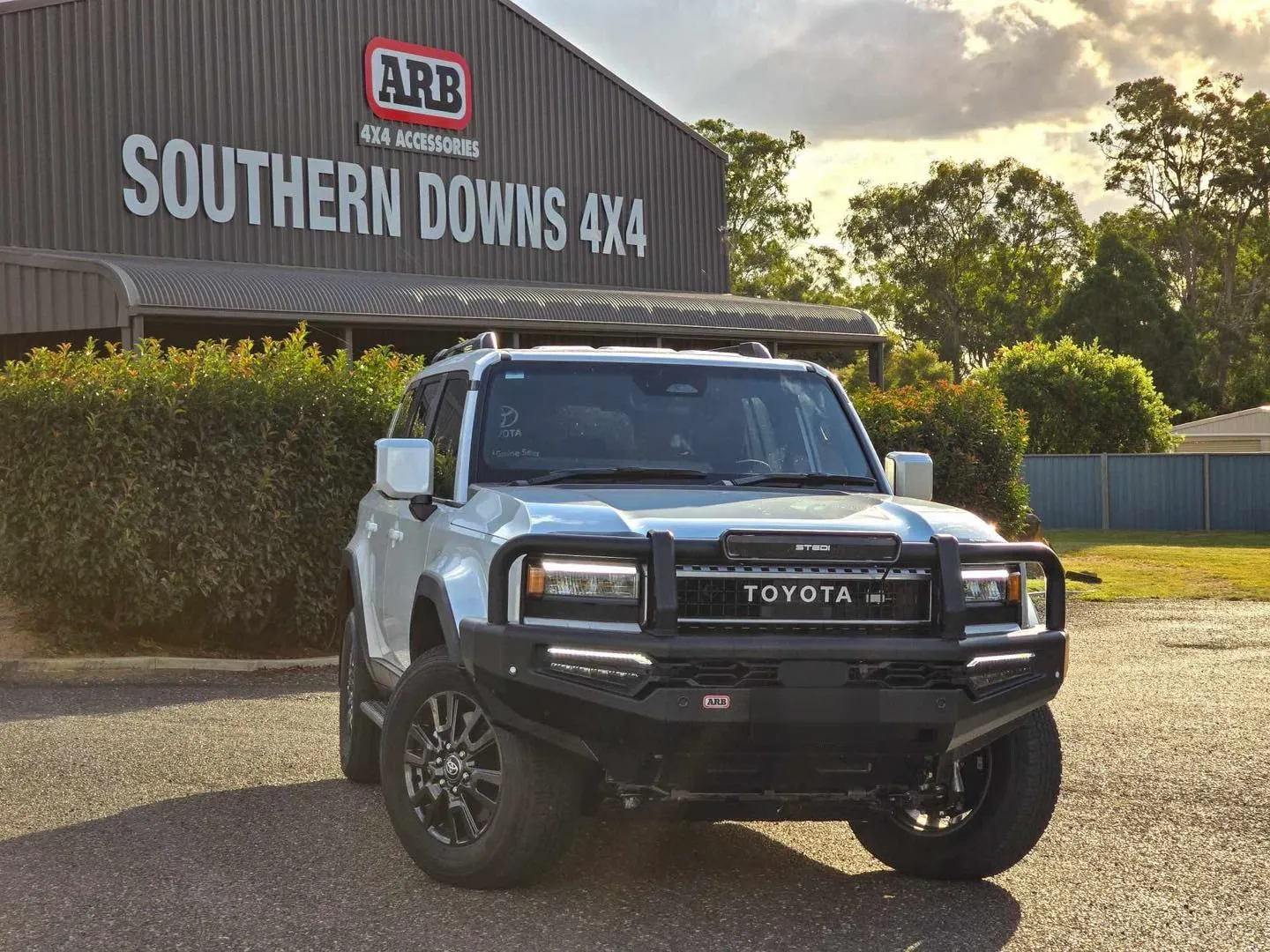 Toyota Prado with ARB bull bar outside the Southern Downs 4x4 shopfront
